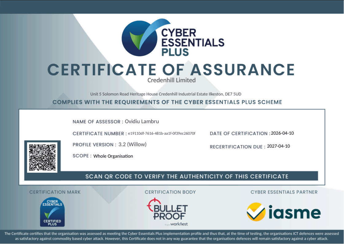Cyber Essentials Plus certificate for Daylong Direct